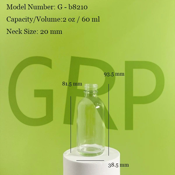2 Oz (60ml) Flint Glass Boston Round - 20-400 Neck